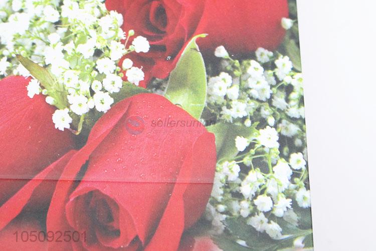 Promotional Birthday Paper Bag Exquisite Red Rose Pattern Gift Bag