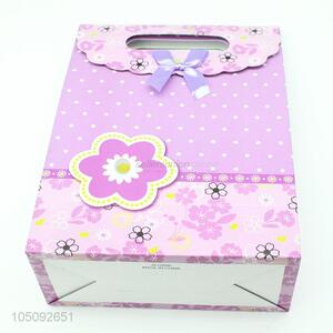 China Factory Pueple Color Flower Pattern Shopping Bag Paper Gift Bag
