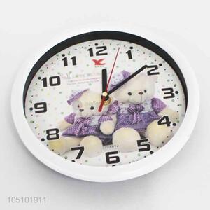 Cartoon Bear Pattern Round Shaped Wall Clock