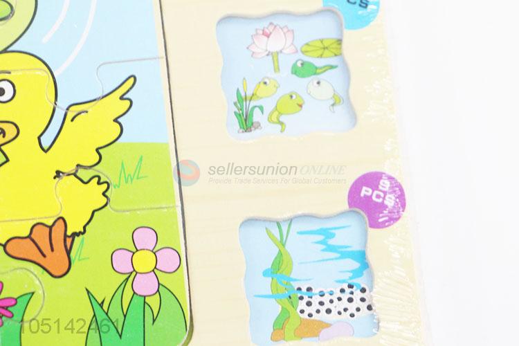 Portable Fashion 4 Layers Wooden Puzzle Board Cute Animals Cartoon Puzzle Toy