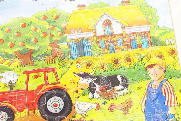 New Arrival 60 Pieces/Set Cartoon Story Wooden Puzzles Farm Learning Toy