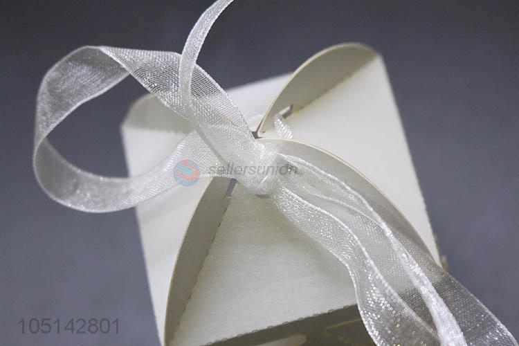 Factory directly sell laser cut paper candy box with ribbon