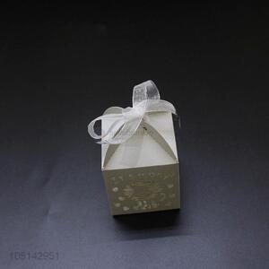 Factory promotional laser cut paper candy box with ribbon