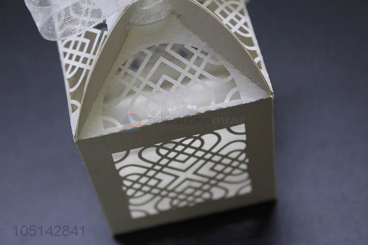 High grade custom laser cut paper candy box with ribbon