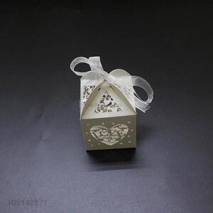 Good quality laser cut paper candy box with ribbon