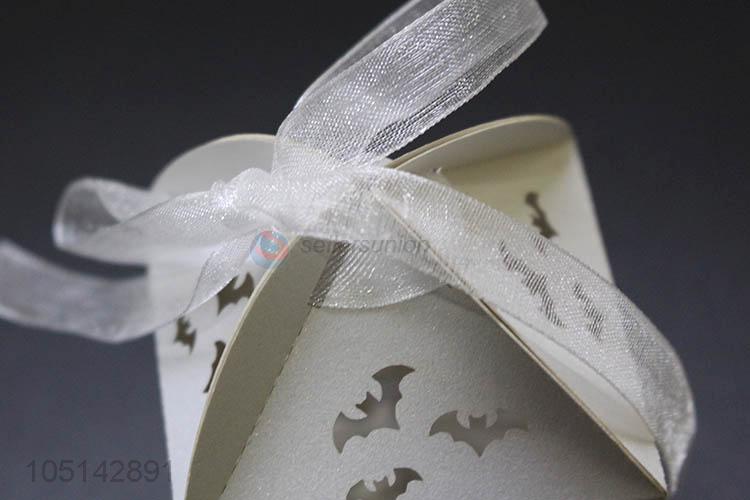 Direct factory laser cut paper candy box with ribbon