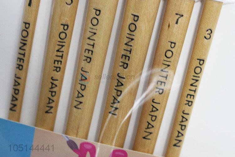 Vintage Style 6 Pcs/Set Watercolor Brush Oil Wooden Drawing Painting Nylon Hair