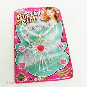 China factory cheap pretty girl beauty set diamond necklace and earstuds set toy