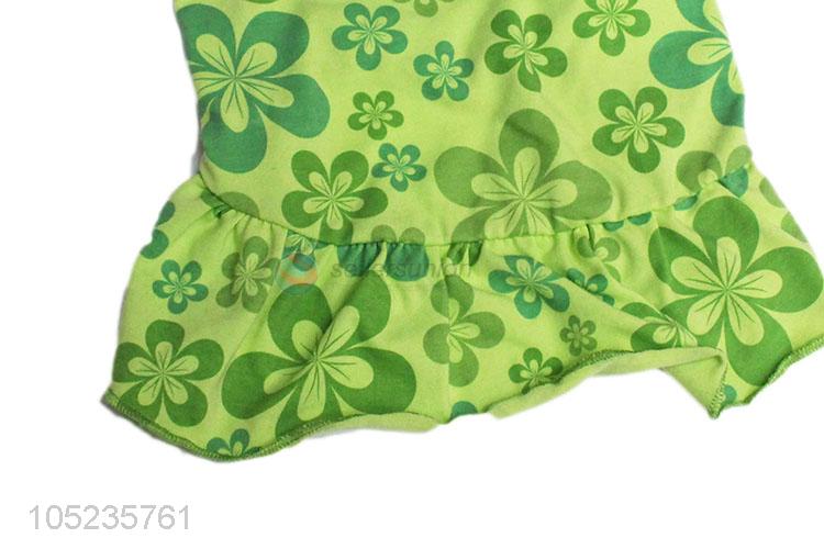 Factory Export Green Flower Printing Pet Clothes