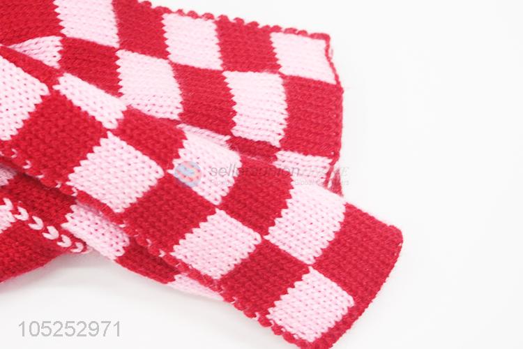 Best selling check pattern women knitted warm scarf