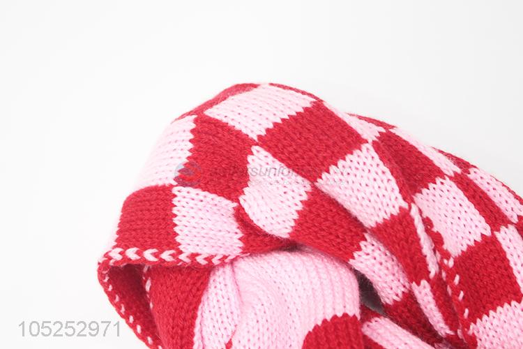 Best selling check pattern women knitted warm scarf