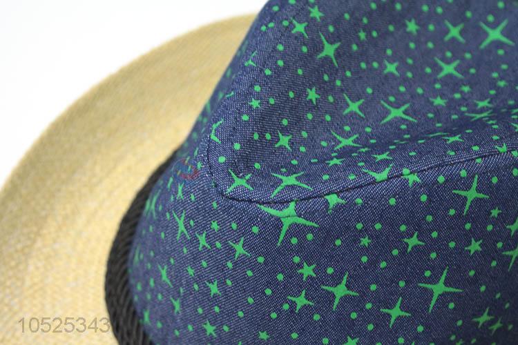 Fashion Star Pattern Wide Brim Hat Adult Fedora