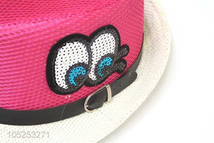 Cartoon Design Paper Straw Billycock Hat Kids Fedora Hat