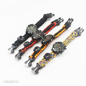 Hot sale outdoor camping compass watch paracord survival bracelet wristwatch