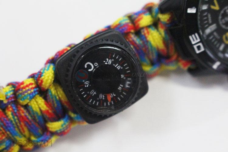 Hot sale outdoor camping compass watch paracord survival bracelet wristwatch