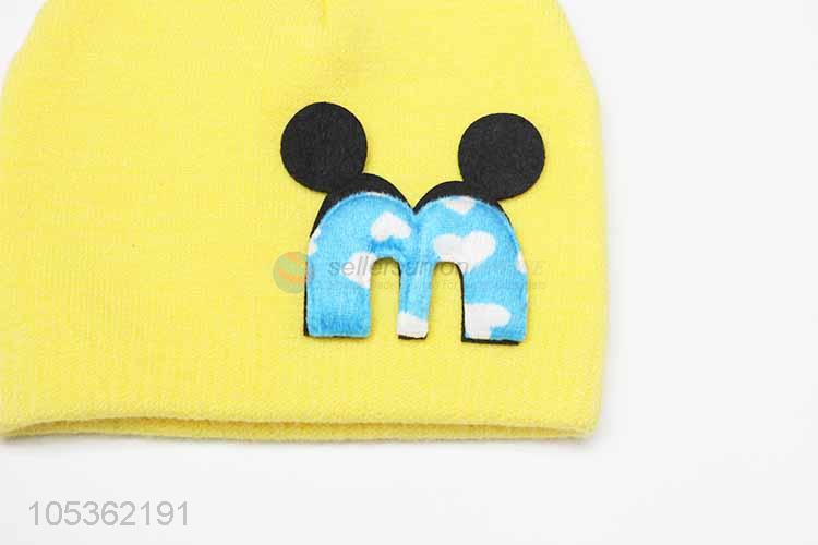 New Style Yellow Knitting Cap for Girl Children