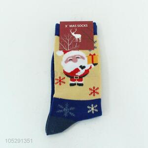 Wholesale custom hot selling Santa Claus printed boys socks