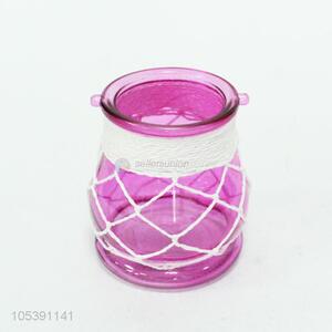 Custom decorative fushia glass bottle with rope net