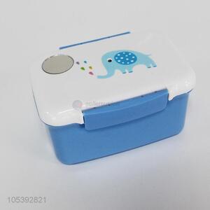 New design elephant printed two-tier plastic lunch box with spoon