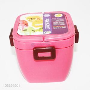 Low price portable two-tier plastic lunch box with spoon