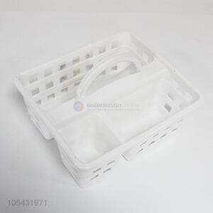 Good sale portable white 3 grid plastic storage basket