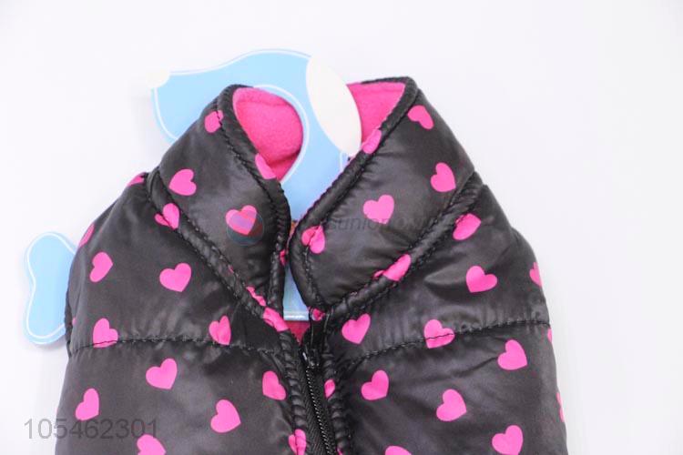 Cheap wholesale heart printed winter pet apparel dog clothes