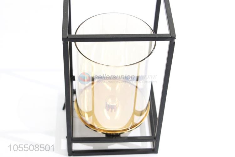 Latest design modern indoor decor black metal candle holder