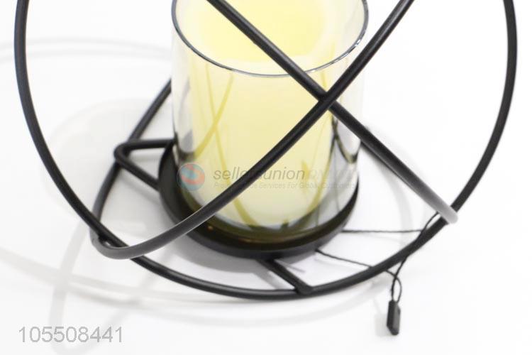 Modern indoor decor black iron wire candle holder