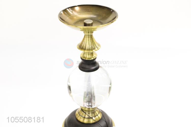Manufacturer custom golden iron candlestick crystal candle holder