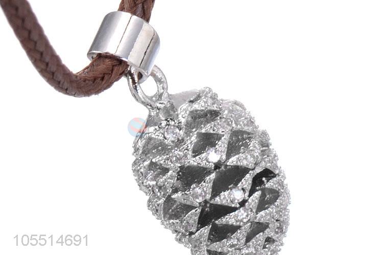 Cute Pine Cone Shape Inlay Zircon Necklace Pendant DIY Jewelry Accessories