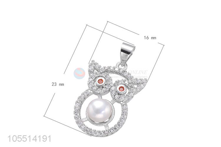 Good Sale Inlay Zircon Owl Shape Necklace Pendant Fashion Jewelry