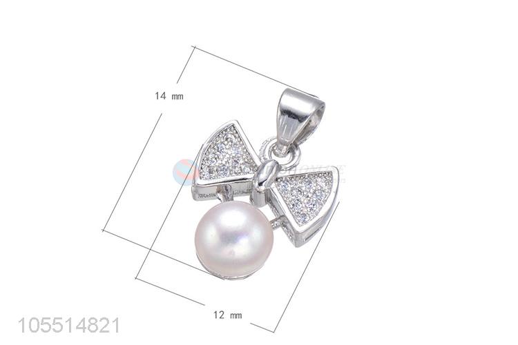 Custom Bowknot Inlay Zircon Diamond Pendant DIY Necklace Pendant