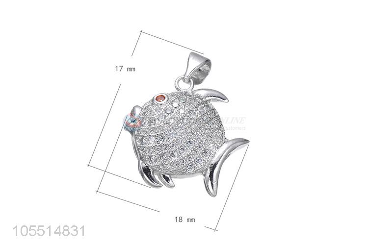 Lovely Fish Shape Inlay Zircon Necklace Pendant Fashion Accessories