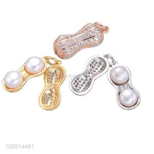 Best Quality Pearl Peanut Inlay Zircon Pendant DIY Necklace Accessories