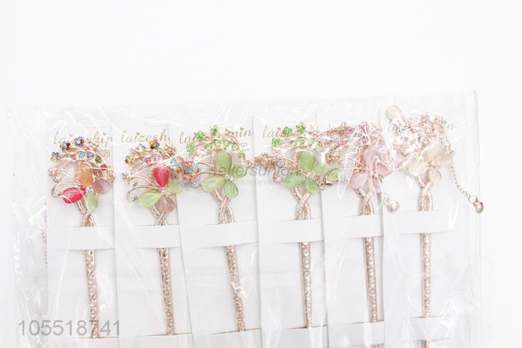 Factory Excellent Elegant Charm Butterfly Hairpin Rhinestone Hair Stick