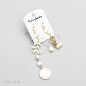 Factory Promotional Woman Girls Jewelry Hollow Circular Leaf Earrings