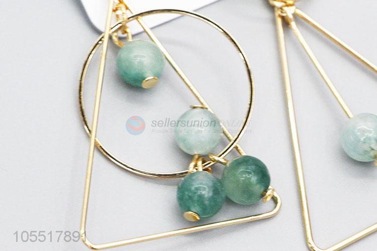 Utility and Durable European and American Fashion Hollow Triangle Circular Round Beads Earring