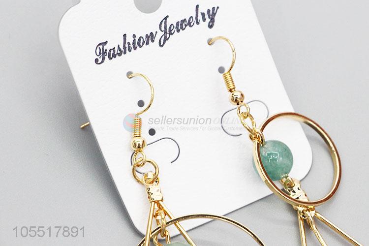 Utility and Durable European and American Fashion Hollow Triangle Circular Round Beads Earring