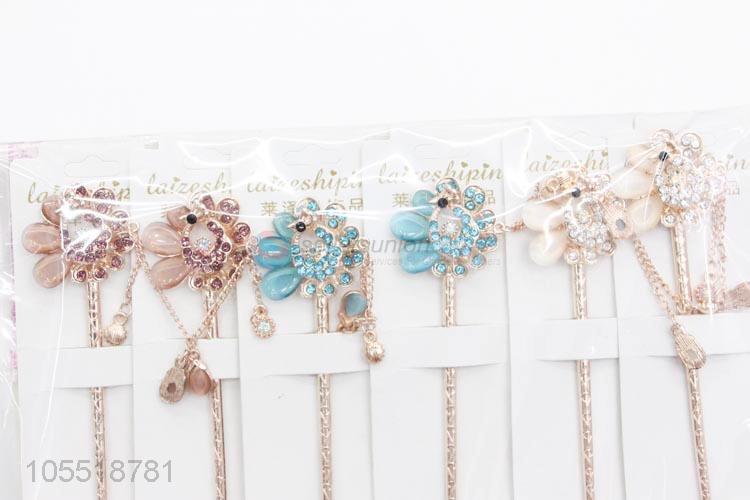 China Supply Colorful Rhinestone Chignon Hairpin for Women