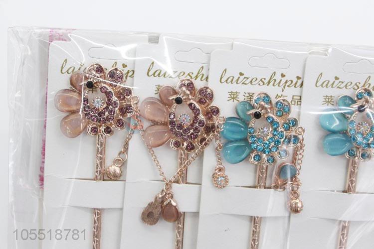 China Supply Colorful Rhinestone Chignon Hairpin for Women