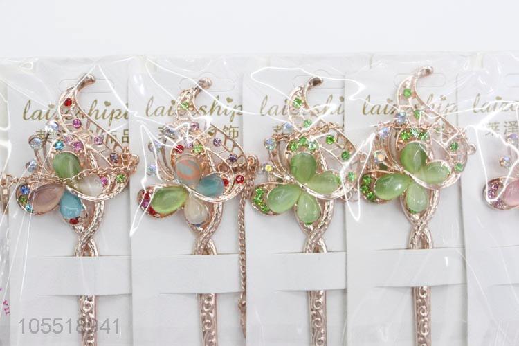 Factory Direct High Quality Fashion Exquisite Crystal Butterfly Hairpin