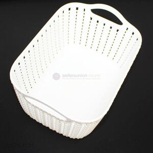 Promotional multifunctional white braided plastic storage basket with handles