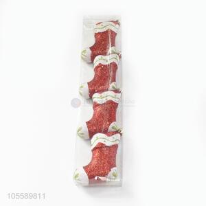 Cute Design 4 Pieces Plastic Christmas Sock Shape Christmas Ornament