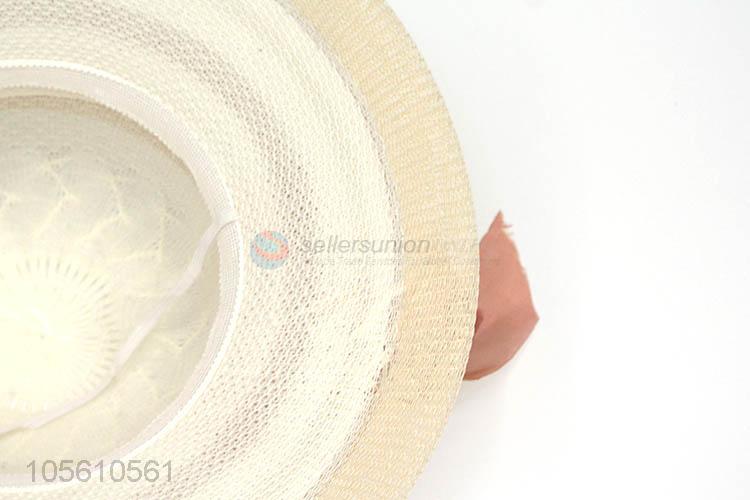 High sales lady sun caps women straw beach hat with ribbon