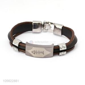 Latest Fashion Retro Punk Bracelet Fishbone Pattern Bracelet