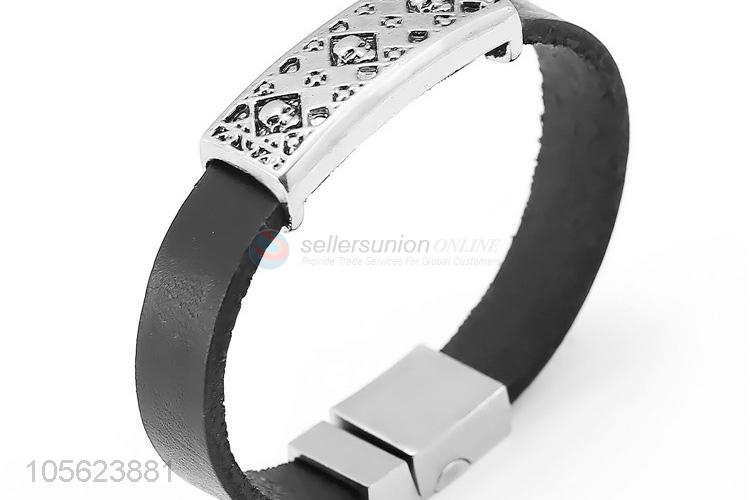 Custom Alloy Leather Bangle Retro Punk Bracelet