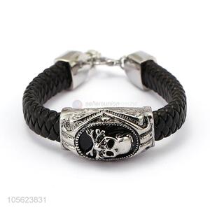 New Design Skull Pattern Vintga Punk Bracelet Leather Bangle