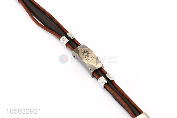 Wholesale PU Leather Punk Bracelet With Alloy Accessories