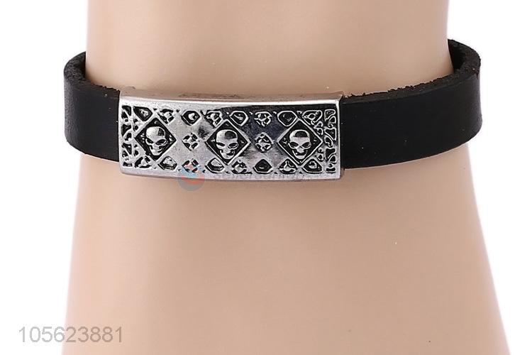 Custom Alloy Leather Bangle Retro Punk Bracelet