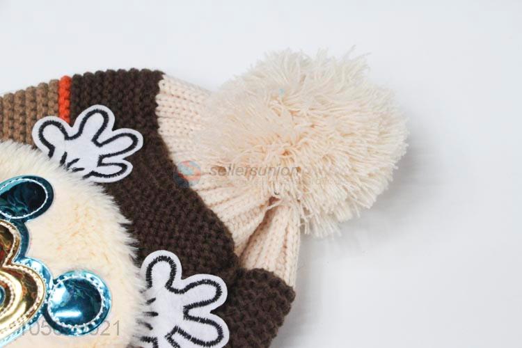 Best Selling Cartoon Knitted Earmuffs Hat For Litter Boy